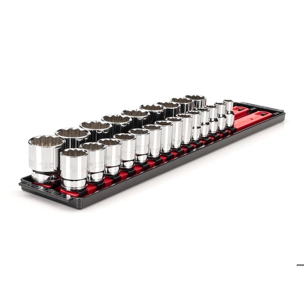 1/2 Inch Drive 12-Point Socket Set with Rails, 23-Piece (10-32 mm)